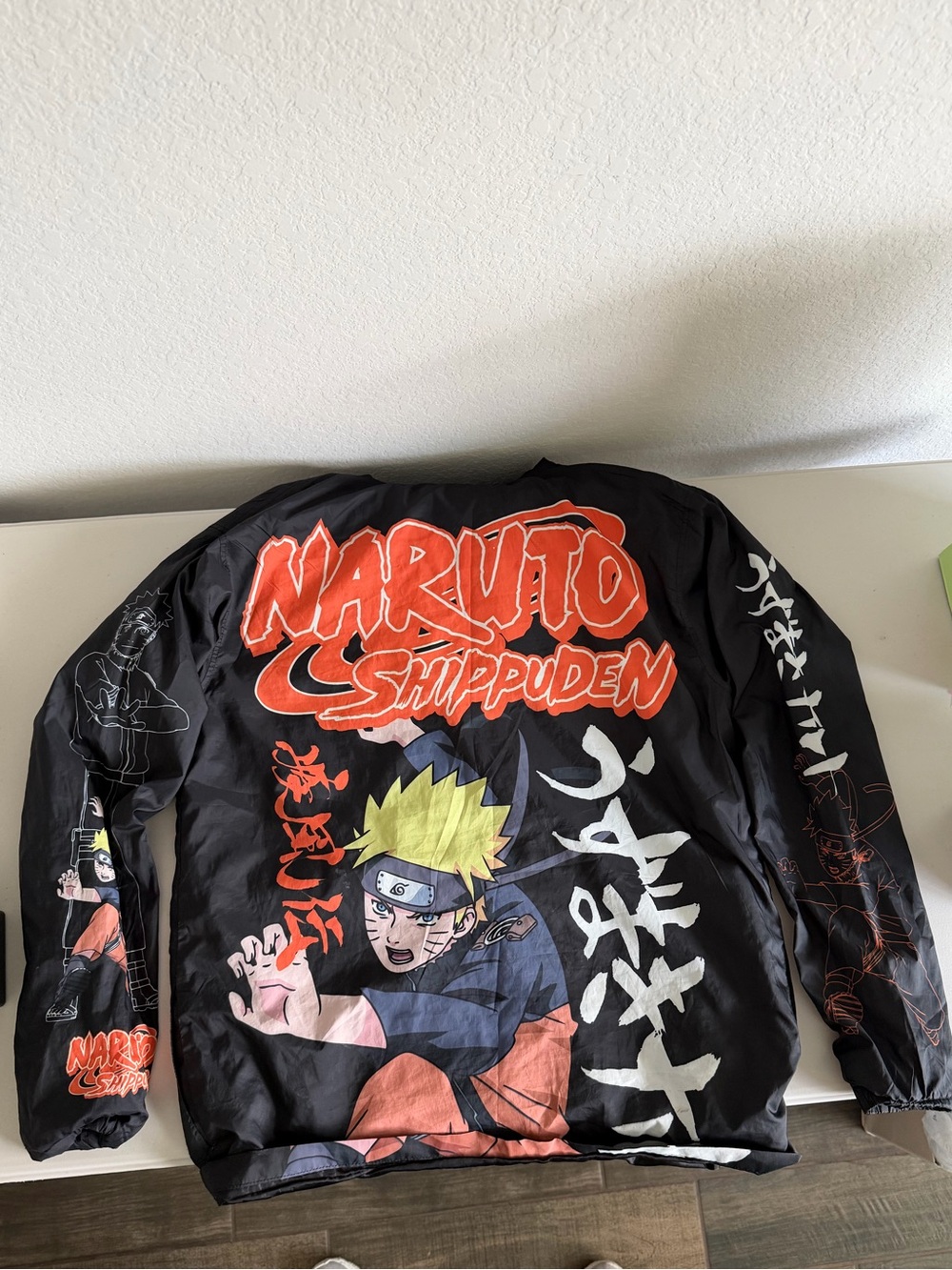 Men's Black Naruto Shippuden Graphic Bomber Jacket